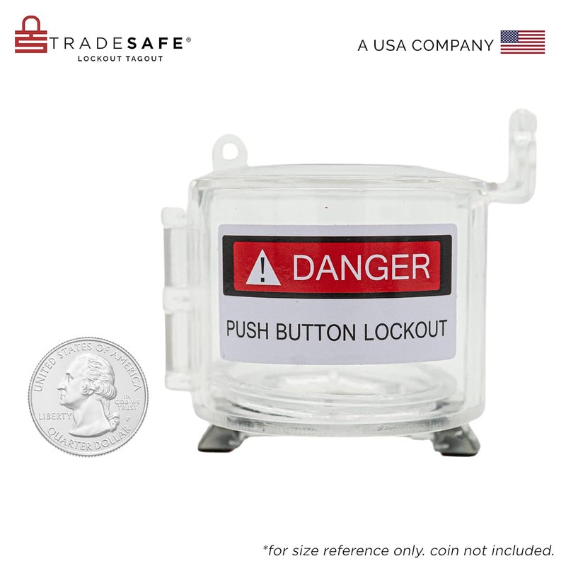 TRADESAFE Emergency Stop Button Cover Lockout - Round Transparent Push Button Switch Cover, 7/8-inch up to 1-1/2 inch Hole Diameter, 3-Piece Push Button Lockout - Image 3